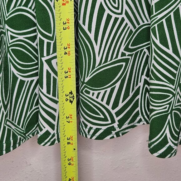 Vtg Womens Wrap Dress Sz L Colorful Cap Sleeves Slimming Modest Career PinUp Gr - Picture 9 of 12